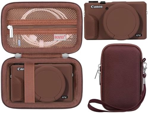 BOVKE Hard Case + Silicone Cover for Canon Powershot G7 X Mark III, Brown by BOVKE