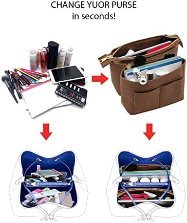 LEXSION Organizer,Bag Organizer,Insert purse organizer with 2 packs in one set fit NeoNoe Noé Series perfectly Brown - Image 4