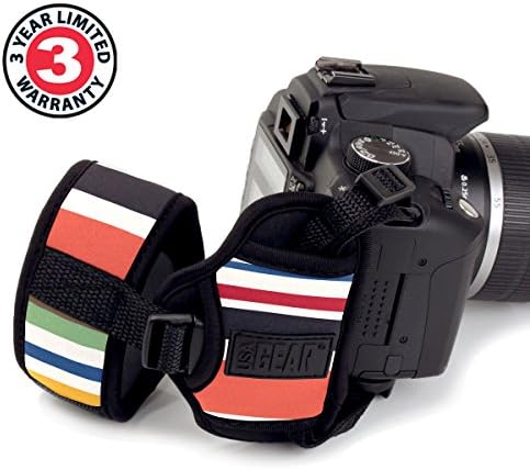 USA Gear DualGRIP Professional Grip Camera Hand Strap with Neoprene Design and Metal Plate - Compatible with Canon, Fujifilm, Nikon, Sony, and more DSLR, Mirrorless, Point & Shoot Cameras (Striped) - Image 2