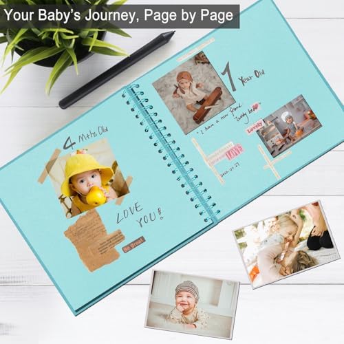 DIY Scrapbook Album 8x8 Inch, Hardcover Kraft Paper Scrap Book Photo Album, Blank Page Memory Scrap Book for DIY Crafts, Traveling, Wedding, Anniversary, Birthday, 40 Pages (20 Sheets), Blue - Image 2