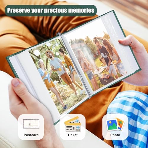 Photo Album 4x6 100 Pockets, Linen Cover Top Loader Vertical, Slip-in Picture Dark Green Pockets Albums for Wedding, Family, Anniversary, Baby, Vacation - Image 6