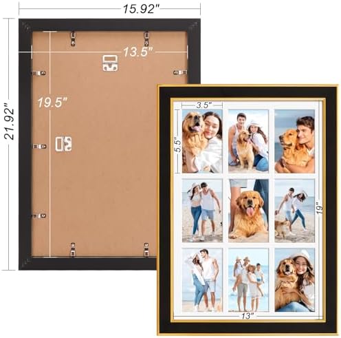 Suede 13.5x19.5 Picture Frame Display 9 Opening 4x6 Picture Frames Collage Wall Decor with Mat,Multi Photo Frame for Plexiglass,Wall Decor,1Pack,Black - Image 4