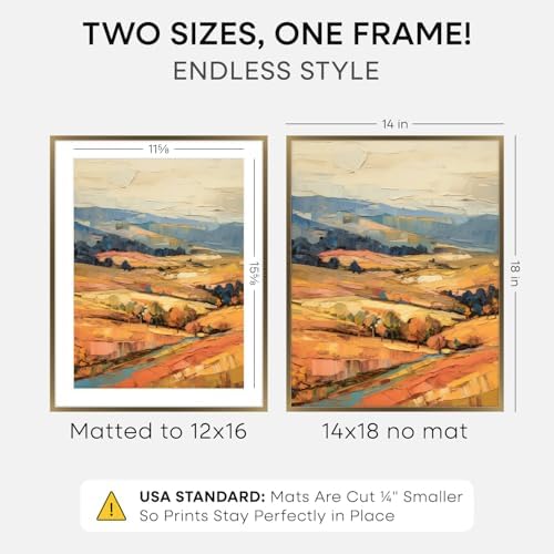Homeforia 14x18 Bronze Picture Frame, High-End Metal, 12x16 Mat, Glass - Image 2