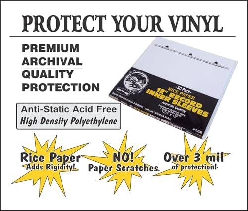 (100) 12 Inch Record Inner Sleeves - 3-Layers of Archival Quality, Anti-Static HDPE with Rice Paper Enclosed Insert for Extra Rigidity #12IM - Image 7