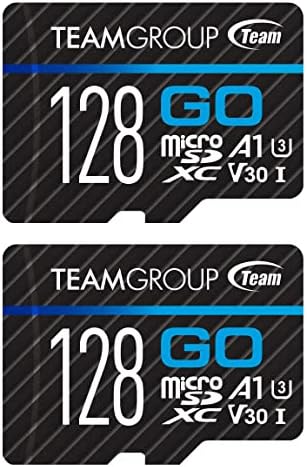 TEAMGROUP GO Card 128GB x 2 Pack MicroSDXC UHS-I U3 V30 4K for Action Cameras & Drone High Speed Flash Memory Card with Adapter for Outdoor Sports&Vlog, 4K Shooting,GoPro&Insta360&DJI TGUSDX128GU364 by TEAMGROUP