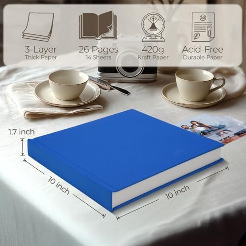 Vienrose Scrapbook Album 10x10 Inch Linen 420gsm Kraft 40 Pages Dark Blue - Image 4