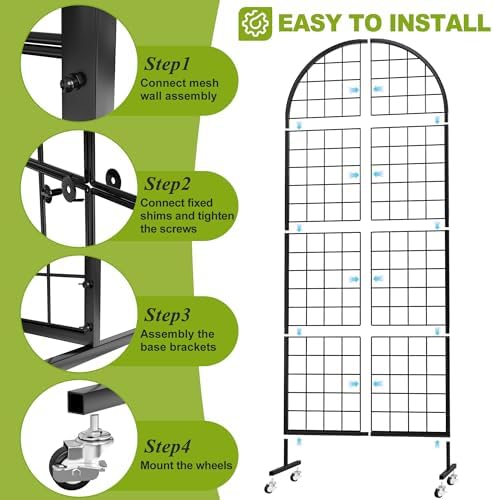VGMiu Grid Wall Panel 2' x 5.2' FT Metal Grid Display Stand 1PCS Black - Image 3