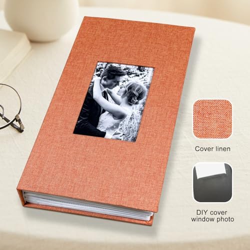 Photo Album 4x6 with 420 Pockets, Slip-in Picture Albums, Linen Cover Memory Book with Front Window, Vertical pages Photo Book for Wedding, Family, Anniversary, Baby, Vacation(Orange) - Image 7