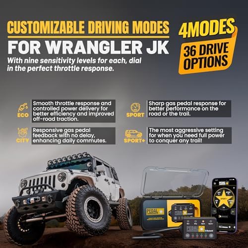 PEDAL COMMANDER for Jeep Wrangler JK 2007-2018 Throttle Response Controller - Anti-Theft, 4 Modes 36 Settings, Wireless Control, Plug-and-Play - Trail & Rock Crawling Upgrade - Image 5