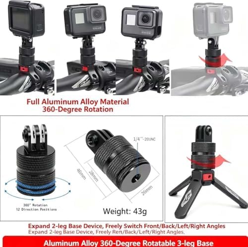 Aluminum Camera Tripod Adapter 1/4"-20 Conversion Adapter Mounts Compatible with Gopro Action Cameras Insta360 and Other Standard 1/4 Accessories, Quarter Inch Mount Adapter (Type FF) - Image 3