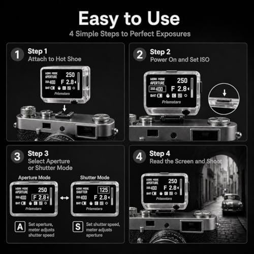 TsoLay Light Meter for Film Camera, Camera Hot Shoe Light Meter with Full-Screen Display, 30° Metering Angle, Adjustable ISO Aperture and Shutter Speed, Long Standby, for Beginner, Photographer - Image 7