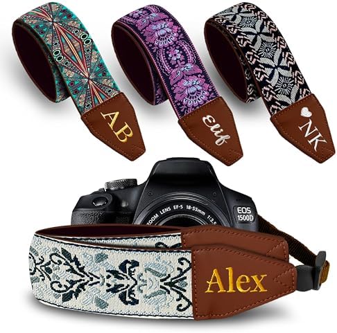 Art Tribute Custom Retro White Camera Strap - Add Your Text and We Make It Especially For You Get Your Own Personalized Gift Camera Strap, No Shipping Cost! by ArtTribute