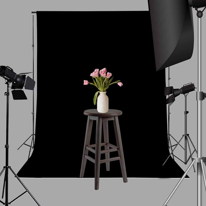 5x7ft Black Backdrop Background for Photography, High Density Polyester Fabric Top Rod Pocket Design, Black Photo Backdrop Curtain for Portrait Photoshoot, Party and Video - Image 2