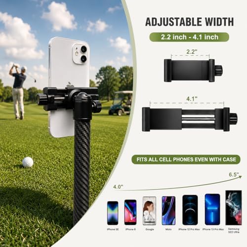 Carbon Fiber Tripod and Monopod Golf Swing Recorder - Ultra Lightweight with MagSafe Magnetic Holder - Adjustable 32-55" Height - Training Aid for iPhone Android (Add Tripod) - Image 4