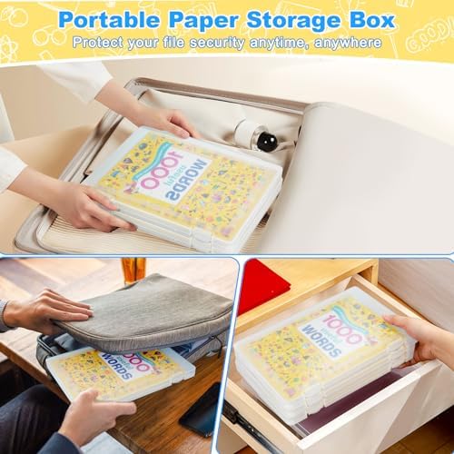 4 Pack A4 File Box Paper Organizers Holder, Transparent Document Paper Project Case, Plastic Paper Storage Container Box File Protector for Magazine, Scrapbook, Office School Supplies - Image 5
