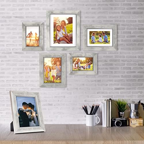 XUANLUO 5x7 Picture Frames Set of 4,Rustic Retro Photo Frame(White) - Image 5
