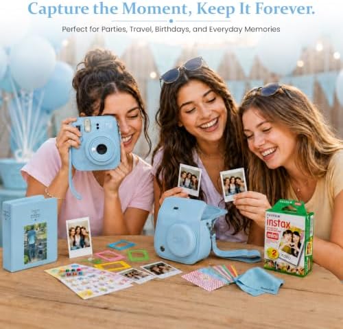 FUJIFILM instax Mini 13 Frost Blue Instant Camera Bundle with 20 Sheets instax Mini Film, Carrying Case, Photo Album, Assorted Photo Frames & BluebirdSales Microfiber Cleaning Cloth (Frost Blue) - Image 5