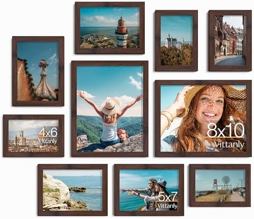 Vittanly 10 Pack Picture Frames Collage Wall Decor, Light Brown by Vittanly
