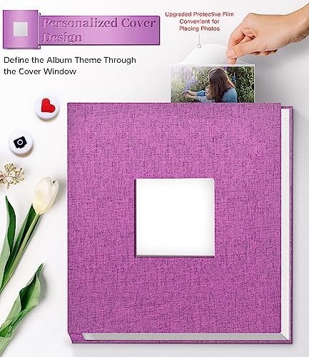 Artfeel Photo Album Self Adhesive Scrapbook Album for 3x5 4x6 5x7 8x10 Pictures, 60 Pages Linen Cover with Display Window DIY Photo Book,Ideal Gifts for Family Travel Wedding Baby - Image 2