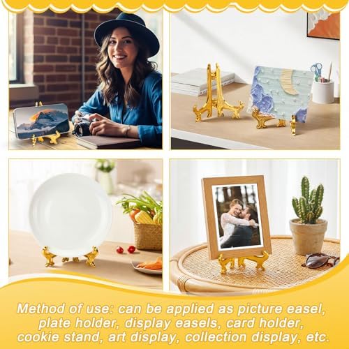 Patelai 48 Pcs Mini Easel Stands 3 Inch Plastic Plate Stand Holder Display Picture Easel for Display Picture Frame Collectibles Desktop Weddings Party Home Decoration (Gold) - Image 7