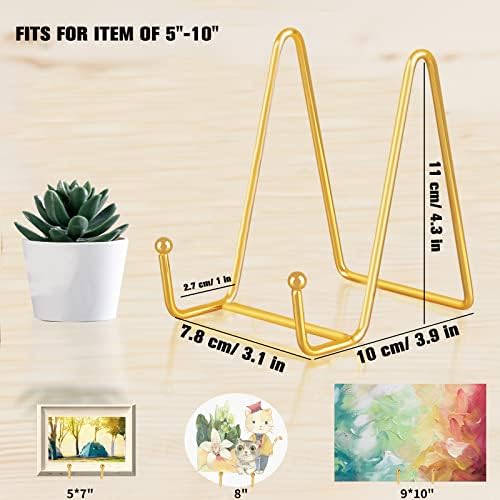 Decolore 4 Pack 4 Inch Display Stands Gold Plate Stands Metal Frame Holder Stand for Picture, Decorative Plate, Photo Easel, Artistic Work Display Stand, Picture Frames - Image 3