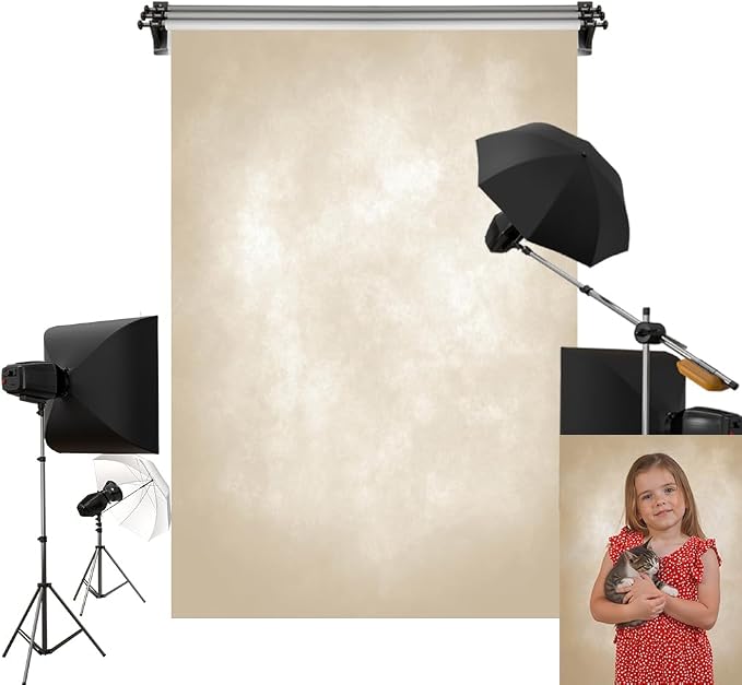 Kate 8x8ft/2.5x2.5m Light Yellow Backdrop Cream Abstract Texture Portrait Photography Background Photo Studio Props by KateBackdropforPhotography