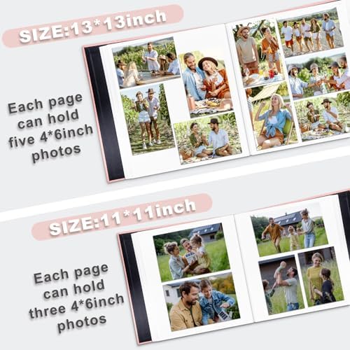 Large Photo Album Self Adhesive, DIY Scrapbook Album for 600 Photos, 13"x12.6" 120 Pages Light Pink Linen Cover Memory Book - Image 5
