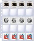 30 Pack 600 Pockets 2x2” Coin Flip Sleeves, Heavy Duty Stamp Collection Pages for 3 Ring Binder, 20 Pocket Photo Slide Flips Organizer Sheet, Top Loading Clear Cardboard Coin Holder Sleeves by BYSTER