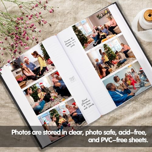 450 Pocket 4x6 Photo Album with Writing Space, Linen Cover, Black - Image 5
