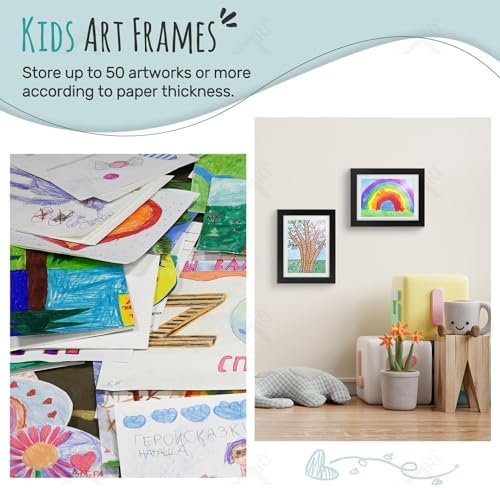4 Pack 9x12 Front-Opening Kids Artwork Frames Changeable (Black) - Image 6