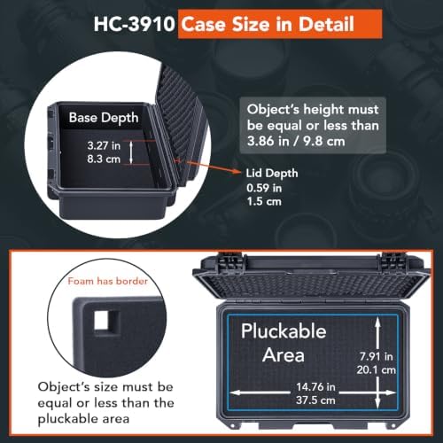 Lykus HC-3910 Waterproof Hard Case with Foam, Inner Size 14.76*7.91*3.86in - Image 3