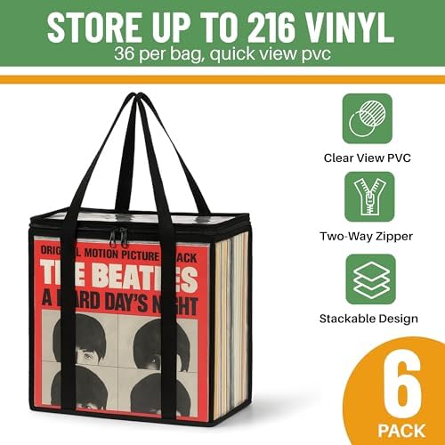 Evelots Vinyl Record Storage Bags, 6 Pack, Holds 216 LP Albums - Image 2