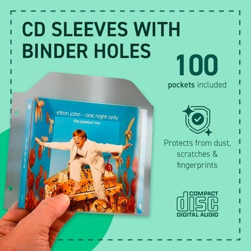 tarifold CD Sleeves for 2-Ring Binders, Secure Closing Flap, 100 Pack - Image 5