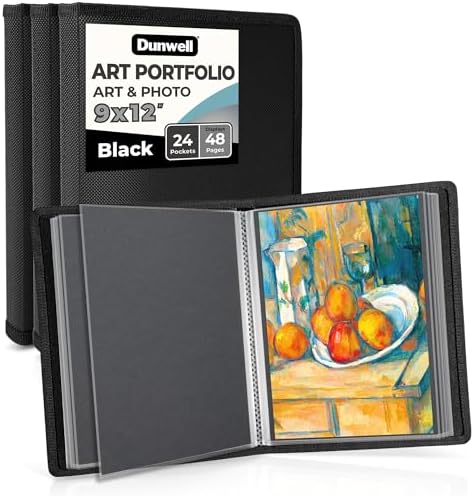 Dunwell 9x12 Art Portfolio Binder, 24 Pockets, 3-Pack, Black by Dunwell