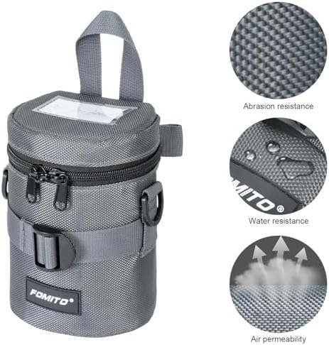 FOMITO Camera Lens Case Pouch Bag for Canon EF-S 17-55mm/17-85mm,EF 35mm f2, Nikon AF-S 18-200mm/18-105mm/18-300mm, Fujifilm XF 56mm f1.2 R & More Lens Below 3.94" x 6.1"(D x L) - Grey M size - Image 2