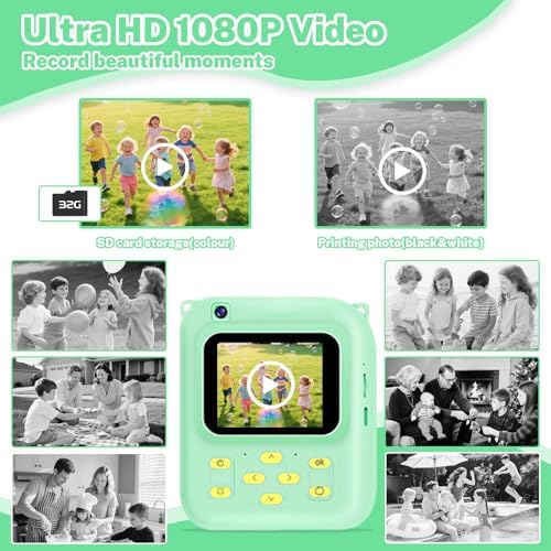 Instant Print Camera for Kids, 1080P Video Camera with 3 Print Rolls - Image 4
