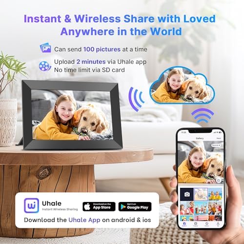 Uhale Digital Picture Frame 32GB Storage 10.1 Inch WiFi Electronic Photo Frames SD Card Slot IPS Touch Screen HD Display Auto Rotate Slideshow Share Videos Photos Instantly Send Wishes Remotely - Image 2