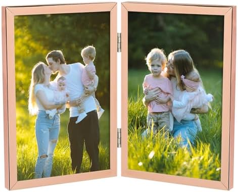 Golden State Art 4x6 Hinged Metal Picture Frame, Rose Gold, Tabletop by GoldenStateArt