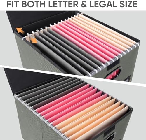 BALEINE File Organizer Box with Lid, Collapsible Hanging File Storage Box - Image 3
