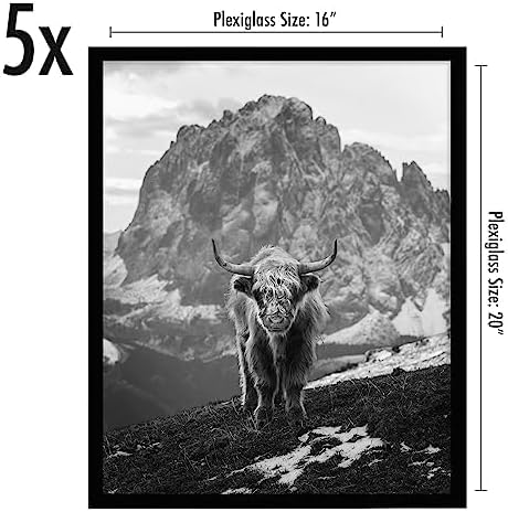 Americanflat 16x20 Poster Frame 5-Pack - Slim Molding - Black - Image 2