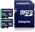 DIGIERA 64GB CT100 microSDXC UHS-I Memory Card with Adapter - up to 100MB/s, C10, U1, V10, Full HD, A1, Micro SD Card for Smartphones, Tablets, Cameras, Gaming Consoles, and Drones (2 Pack) by DIGIERA