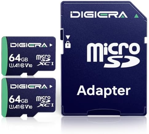 DIGIERA 64GB CT100 microSDXC UHS-I Memory Card with Adapter - up to 100MB/s, C10, U1, V10, Full HD, A1, Micro SD Card for Smartphones, Tablets, Cameras, Gaming Consoles, and Drones (2 Pack) by DIGIERA