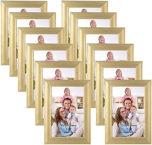 Giftgarden 4x6 Picture Frame Gold Set of 12, Multi Modern 4 x 6 Frames Bulk for Wall or Tabletop Display by Giftgarden