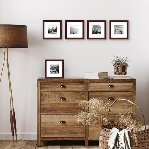 Americanflat 7x7 Picture Frame 5-Pack - Matted to 4x4 - Mahogany - Image 5