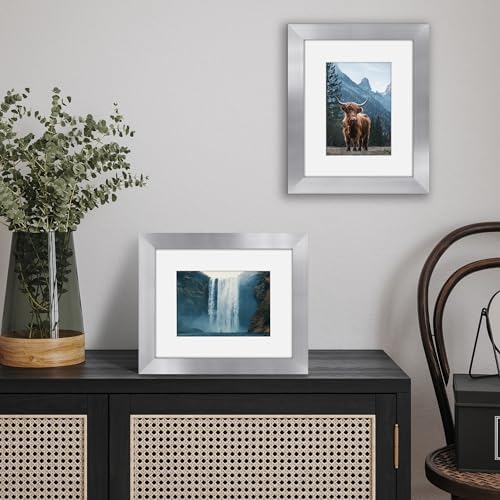 Americanflat 8x10 Picture Frame - Matted to 5x7 - Engineered Wood - Silver - Image 4