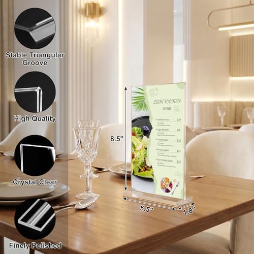 xydstay 5.5 x 8.5 Acrylic Sign Holder 6 pack, Clear Table Display Stand - Image 3