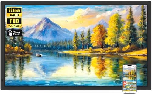 Frameo 32" Extra Large Digital Picture Frame WiFi 64GB, 1920 x 1080 FHD IPS Touch Screen Electronic Photo Frames, Wall Mounted, Auto-Rotate, Support USB and SD Card, Share Photos Videos Instantly by BIGASUO