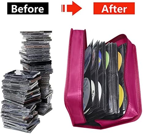Siveit CD/DVD Storage Holder - 128 Capacity Organizer, Portable CD Wallet for Home & Travel (Black, Rose) - Image 4