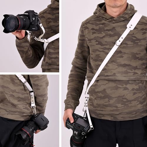 Padwa Lifestyle White Single Camera Harness Strap for One Camera - Professional Single Full Grain Leather Camera Harness with Thick Padded,Quick Release Gear DSLR Camera Straps for Photographers - Image 4