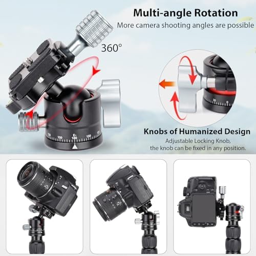 Koolehaoda Low Profile Tripod Head, Mini Ball Head Camera 360° Panoramic - Image 3